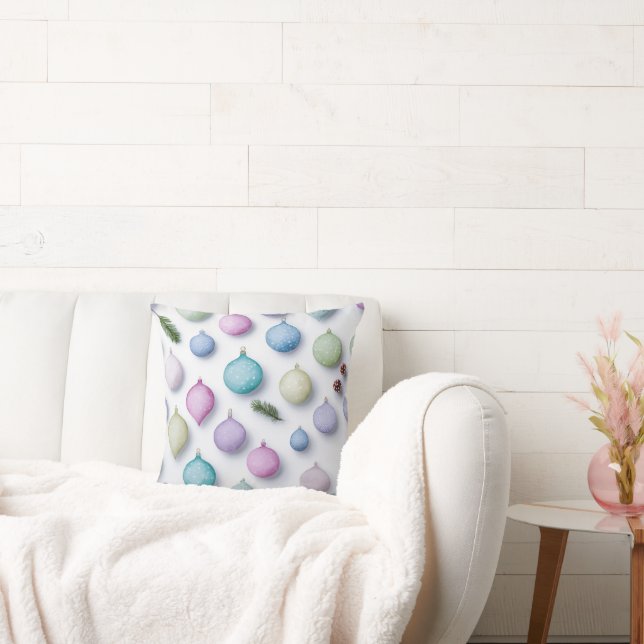 Watercolor Winter Christmas Pillow – Cozy Holiday  (Couch)