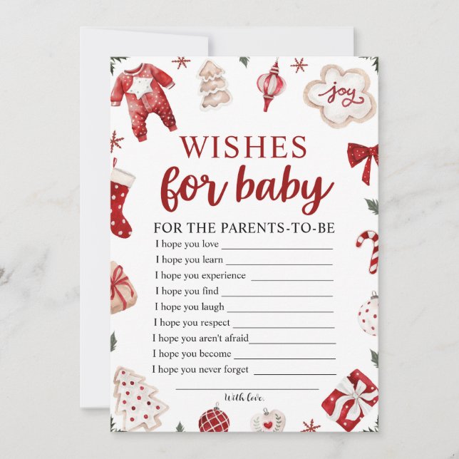 Watercolor Winter Christmas Wishes for Baby Game Invitation (Front)