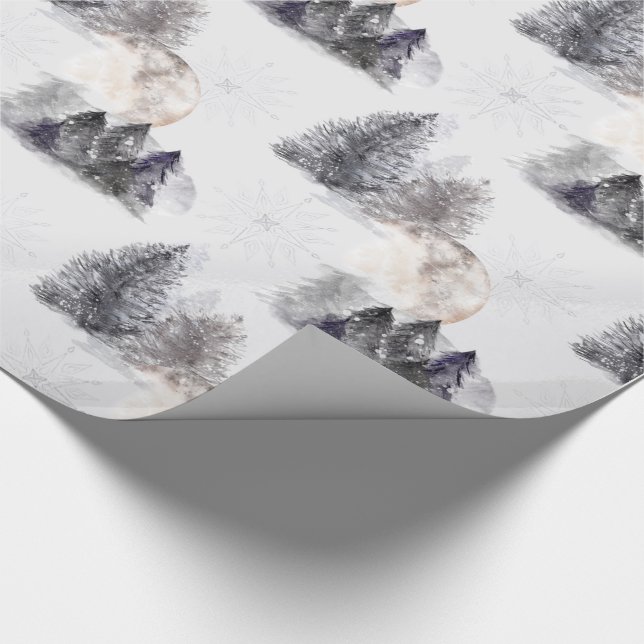 Watercolor Winter Christmas Wrapping Paper (Corner)