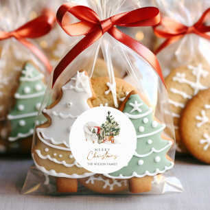 Watercolor Winter Cosy Christmas Classic Round Sticker