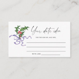 Watercolor winter Date night ideas \ Date jar Enclosure Card