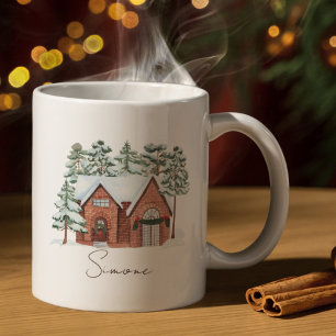 Watercolor Winter Farmhouse Rustic Christmas Coffee Mug