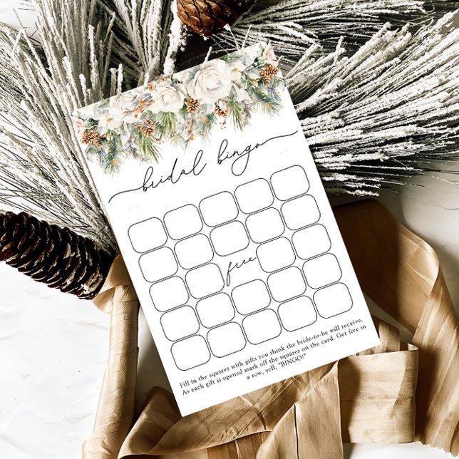 Watercolor Winter Floral Bridal Shower Bingo Game (Creator Uploaded)
