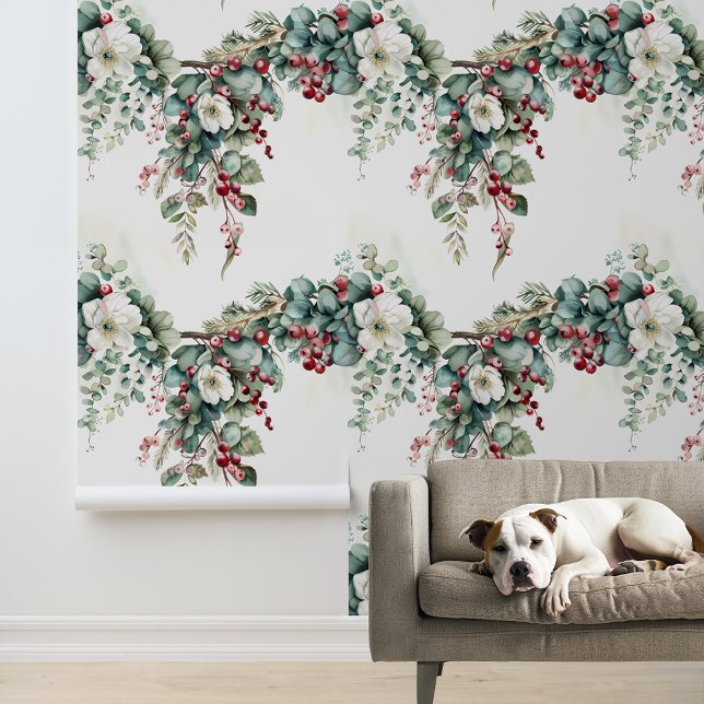 Watercolor Winter Floral Flower Christmas  Wallpaper (Creator Uploaded)