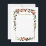 Watercolor Winter Floral Gold Personalised Card<br><div class="desc">Modern Elegant Watercolor Winter Floral Personalised Gold Frame Note Card. Gold Script. Includes beautiful watercolor red poinsettias,  botanical greenery,  winter foliage,  holly berries,  white roses,  cotton,  pine cones and blue berries.</div>