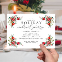 Watercolor Winter Floral Holiday Cocktail Party