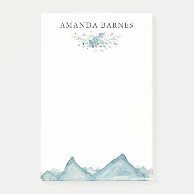 Watercolor Winter Floral Post-it Notes (Front)