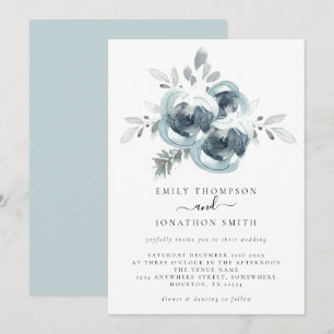 Watercolor Winter Foliage Christmas Wedding Invitation