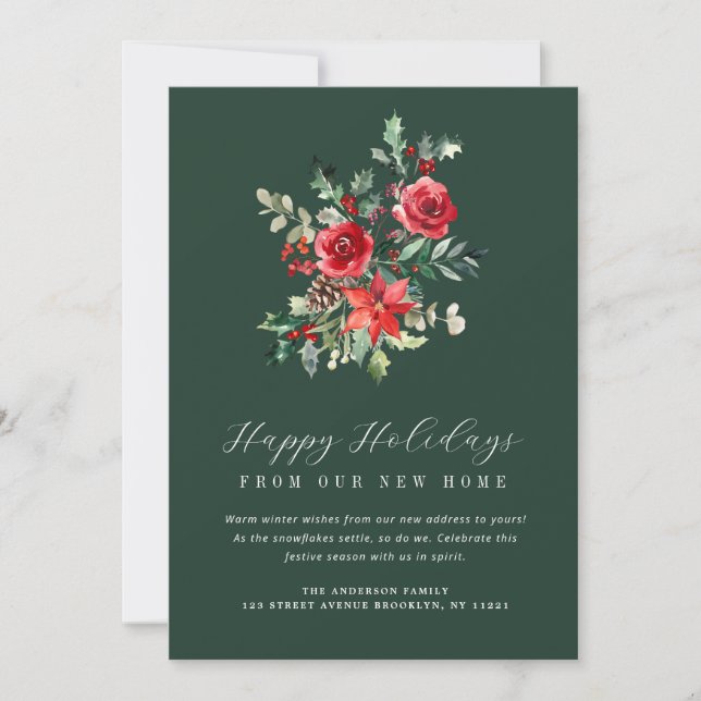 watercolor winter foliage moving announcement card (Front)