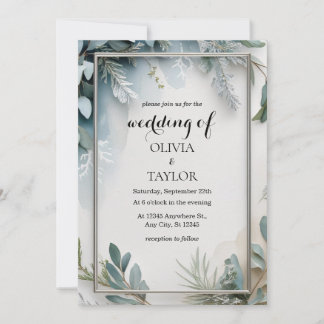 Watercolor Winter Foliage Wedding Invitation