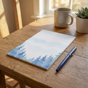 Watercolor Winter Forest Blue Nature notepad