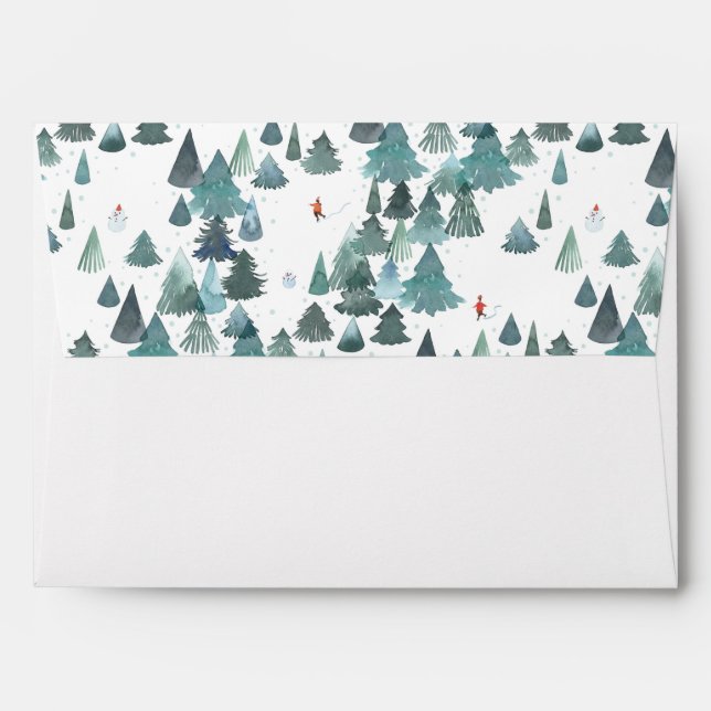 Watercolor Winter Forest in the Forest Envelope (Back (Top Flap))