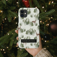 Watercolor Winter Forest Seamless Pattern