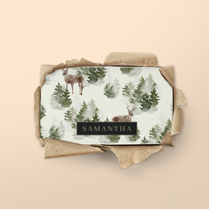 Watercolor Winter Forest Seamless Pattern Business Card