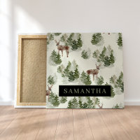 Watercolor Winter Forest Seamless Pattern