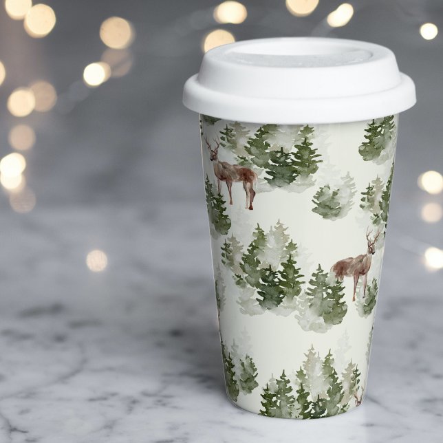 Watercolor Winter Forest Seamless Pattern Paper Cups (Creator Uploaded)