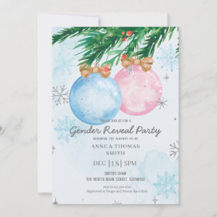 Watercolor Winter Gender Reveal Baby Shower Invitation