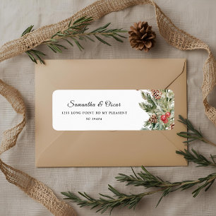 Watercolor Winter Green Pine Tree  & Pine Cone