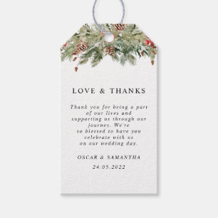 Watercolor Winter Green Pine Tree  & Pine Cone Gift Tags