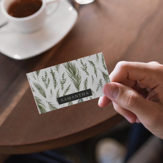 Watercolor Winter Green Seamless Pattern  Business Card (Creator Uploaded)