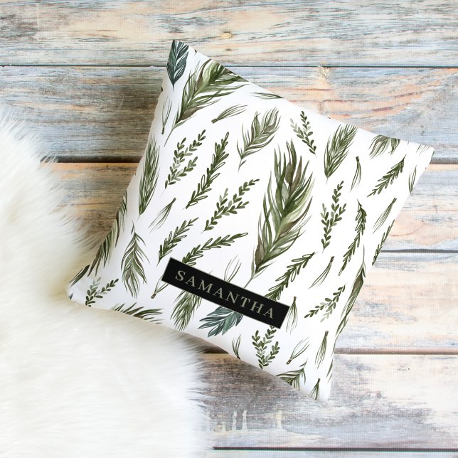 Watercolor Winter Green Seamless Pattern  Cushion (Creator Uploaded)