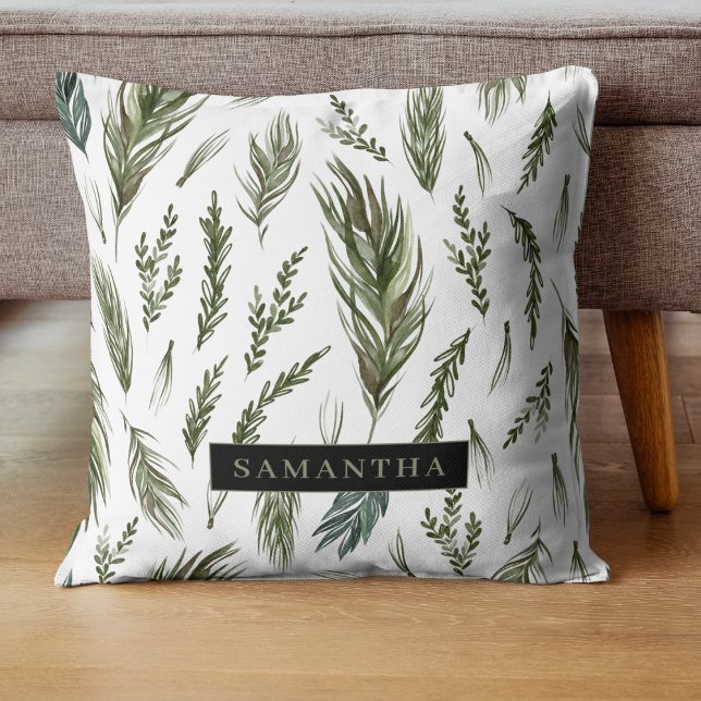 Watercolor Winter Green Seamless Pattern  Cushion (Creator Uploaded)