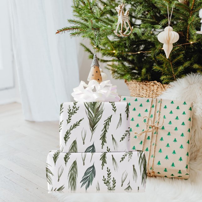 Watercolor Winter Green Seamless Pattern Wrapping Paper (Creator Uploaded)