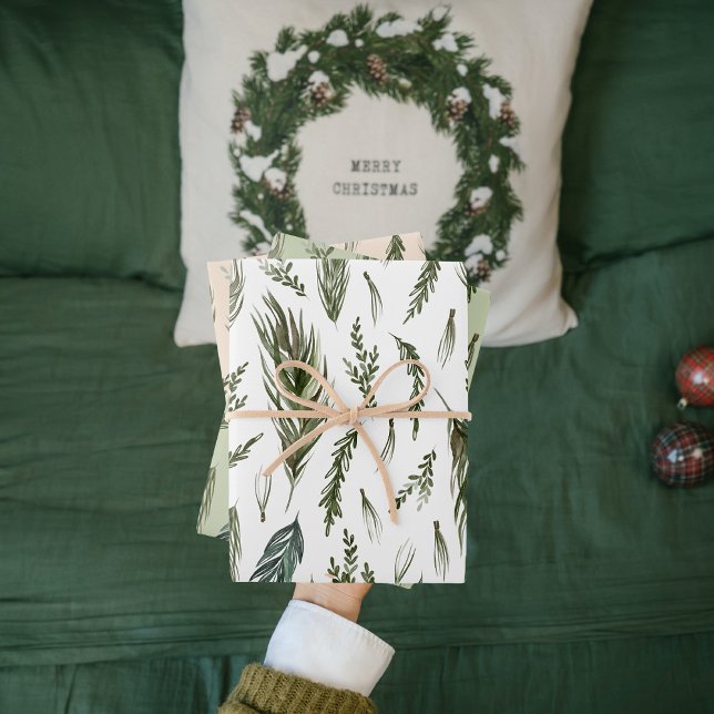 Watercolor Winter Green Seamless Pattern  Wrapping Paper Sheet (Creator Uploaded)