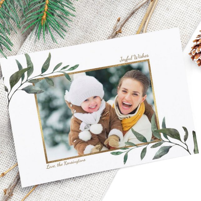 Watercolor Winter Greenery Christmas Holiday Photo (Creator Uploaded)