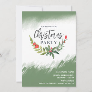 Watercolor winter greenery Christmas party Invitation