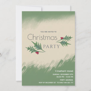 Watercolor winter greenery Christmas party Invitation