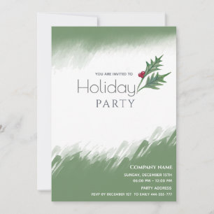 Watercolor winter greenery Holiday party Invitation