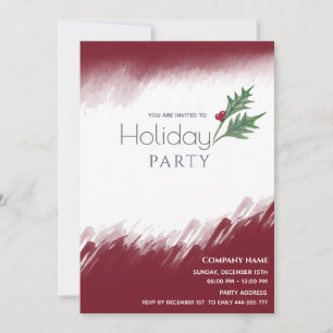 Watercolor winter greenery Holiday party Invitation