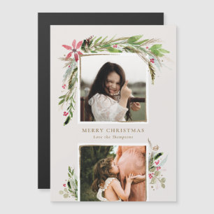 Watercolor Winter Greenery Holiday Photo Card