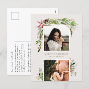 Watercolor Winter Greenery Holiday Photo Card