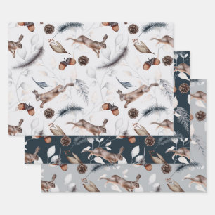 Watercolor Winter Hare Wrapping Paper Sheet