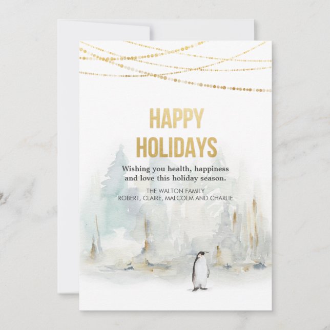 Watercolor Winter Holiday Christmas Greeting Card (Front)