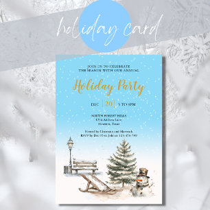 Watercolor Winter Holiday Pastel  Invitation