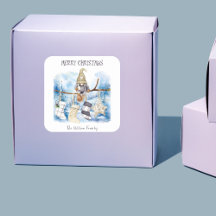 Watercolor Winter Lady Gnome Merry Christmas