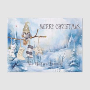 Watercolor Winter Lady Gnome Merry Christmas Tissue Paper