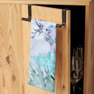 Watercolor Winter Landscape Happy Holidays Tea Towel