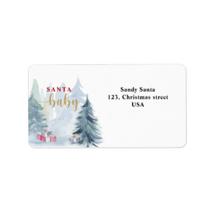 Watercolor winter landscape -  label