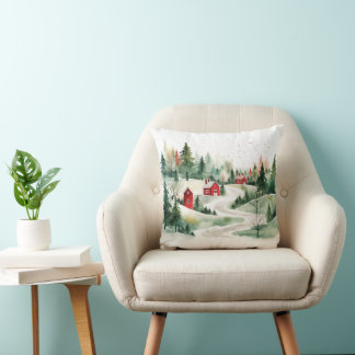 Watercolor Winter Landscapes Vol.6 Pillow Design
