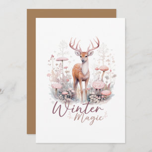 Watercolor Winter Magic Deer  Invitation