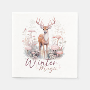 Watercolor Winter Magic Deer  Napkin