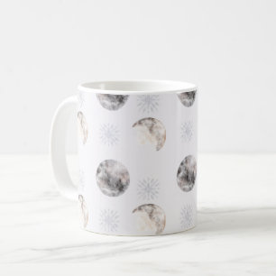 Watercolor Winter Night Moon Pattern Coffee Mug
