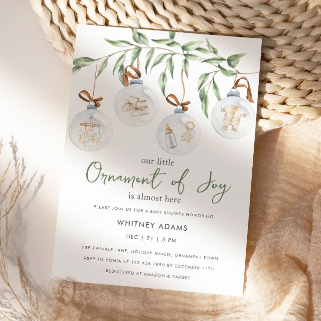 Watercolor Winter Ornaments Baby Shower Invitation (Creator Uploaded)