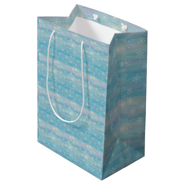 Watercolor Winter Pattern Medium Gift Bag (Back Angled)