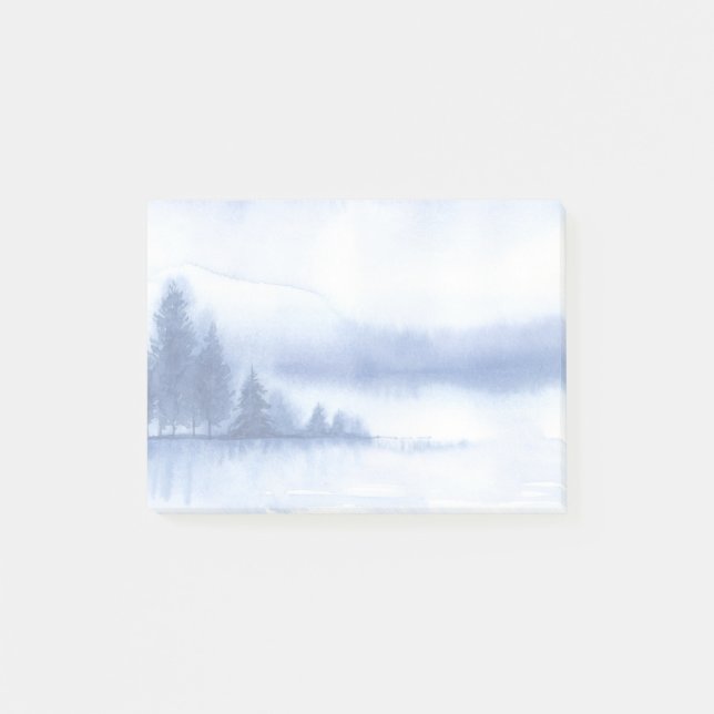 Watercolor Winter Pine Trees Post-it Notes (Front)