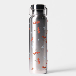 Watercolor Winter Red berry Water Bottle